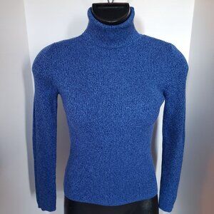 Vintage Reference Point Sweater Womens PM Turtleneck Cotton Retro Knit 90s Blue